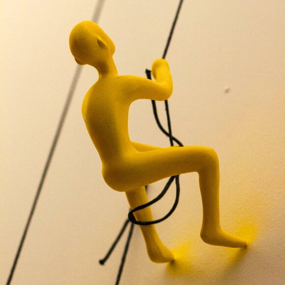 Climbing Man Home Decor Classic Wall-Art Sculpture | 1-Piece | Yellow | - Picture 3 of 5